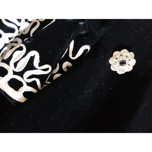 Julie Duroche Jacket Black Velvet Embellished Shoulder Pads 80s Glam 12/14 - Picture 9 of 11